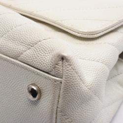 مملوكة مسبقًا Chanel Coco Handle Flap Matelasse Handbag In Calfskin Leather White