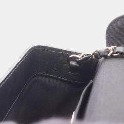 Pre Owned حقيبة كتف صندوق صغيرة بشريط شانيل ماتلاسي سوداء جلد الخروف