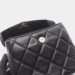 Pre Owned حقيبة كتف صندوق صغيرة بشريط شانيل ماتلاسي سوداء جلد الخروف