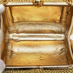 Pre Owned Chanel Coco Mark Chain One-Shoulder Bag In Gold Glitter Canvas And Leather