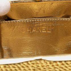 Pre Owned Chanel Coco Mark Chain One-Shoulder Bag In Gold Glitter Canvas And Leather