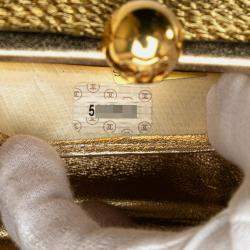 Pre Owned Chanel Coco Mark Chain One-Shoulder Bag In Gold Glitter Canvas And Leather