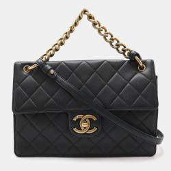 Pre Owned حقيبة كتف شانيل ماتلاس كو كو مارك سلسلة شنطة يد جلد كافيار أسود