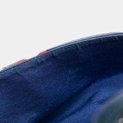 Pre Owned حقيبة شانيل إيرلاين ماتلاسيه كو كو مارك فلاب مزدوج سلسلة كتف بحرية بيضاء متعددة الألوان جلد حمل