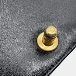 Pre Owned حقيبة كتف سلسلة شانيل بوي صغيرة جلد مع علامة كوكو خط أسود