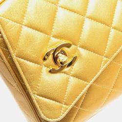 مملوكة مسبقًا حقيبة كتف سلسلة كرة كوكو ماتيلس شانيل جلد خروف ذهبي