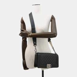 Pre Owned Chanel Chain Shoulder Bag With Coco Mark And Matelasse Design Boy Lambskin