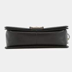 Pre Owned Chanel Chain Shoulder Bag With Coco Mark And Matelasse Design Boy Lambskin