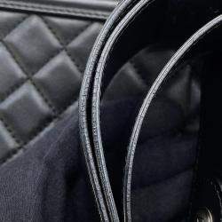 Pre Owned Chanel Chain Shoulder Bag With Coco Mark And Matelasse Design Boy Lambskin