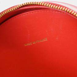 Pre Owned Chanel Red Patent Leather Round Vanity Handbag