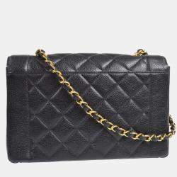مملوكة مسبقًا Chanel Diana Medium Black Calfskin Leather Chain Shoulder Bag