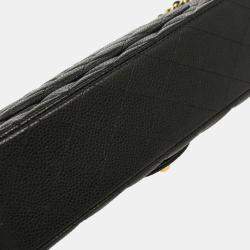 Pre Owned Chanel Black Calfskin Medium Classic Double Flap Shoulder Bag