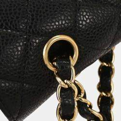 Pre Owned Chanel Black Calfskin Medium Classic Double Flap Shoulder Bag