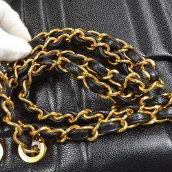 Pre Owned Chanel Black Calfskin Mademoiselle Jumbo Classic Flap Bag