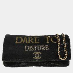 مملوكة مسبقًا Chanel Black Sequins Dare To Disturb Shoulder Bag