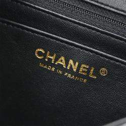 Pre Owned Chanel Black Lambskin Single Flap Shoulder Bag