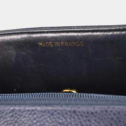 Pre Owned حقيبة شانيل غطاء مفرد كتف جلد بقرية كحلي