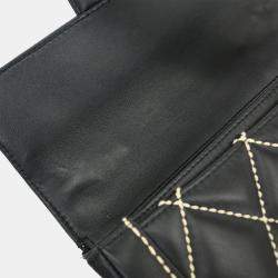 Pre Owned حقيبة شانيل سوداء جلد عجل خياطة جامحة