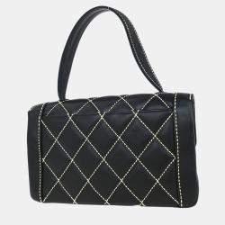 Pre Owned حقيبة شانيل سوداء جلد عجل خياطة جامحة