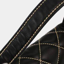 مملوكة مسبقًا حقيبة يد شانيل جلد عجل أسود بغرز برية