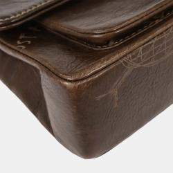 Pre Owned حقيبة شانيل جلد بني عجل