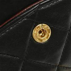 Pre Owned Chanel Black Lambskin Medium Classic Double Flap Shoulder Bag