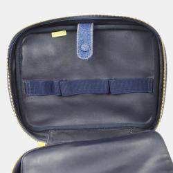 Pre Owned Chanel Blue Denim Timeless Lunch Box Vanity 24 2way Handbag