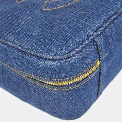 Pre Owned Chanel Blue Denim Timeless Lunch Box Vanity 24 2way Handbag