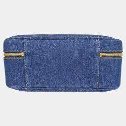 Pre Owned Chanel Blue Denim Timeless Lunch Box Vanity 24 2way Handbag