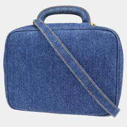 Pre Owned Chanel Blue Denim Timeless Lunch Box Vanity 24 2way Handbag