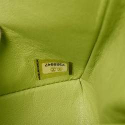 Pre Owned Chanel Green Lambskin Small Classic Double Flap Shoulder Bag