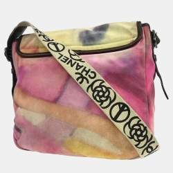 Pre Owned Chanel Flap Yellow Suede Shoulder Bag