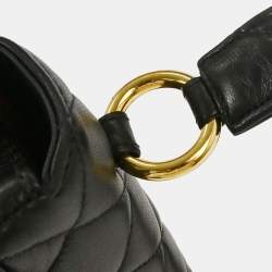 مملوكة مسبقًا حقيبة شانيل جلد الضأن سوداء سترات فلاب