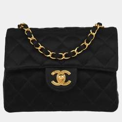 مملوكة مسبقًا Chanel Classic Square Mini Black Satin Shoulder Bag