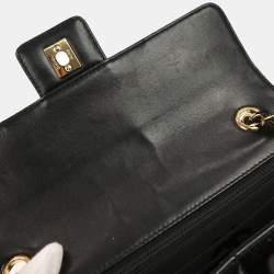 Pre Owned Chanel Black Patent Leather Choco Bar Single Flap Shoulder Bag