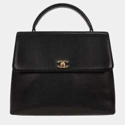 مملوكة مسبقًا Chanel Black Calfskin Top Handle Handbag