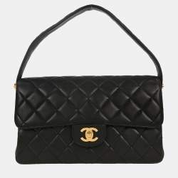 Pre Owned Chanel Black Lambskin Double Sided Handbag
