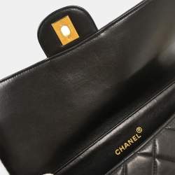Pre Owned Chanel Black Lambskin Double Sided Handbag