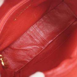 Pre Owned Chanel Red Calfskin Shoulder Bag