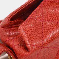 Pre Owned Chanel Red Calfskin Shoulder Bag