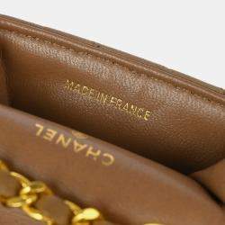 Pre Owned Chanel Brown Lambskin Classic Flap Micro Bum Belt Bag