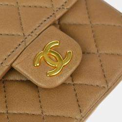 Pre Owned Chanel Brown Lambskin Classic Flap Micro Bum Belt Bag