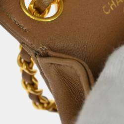 Pre Owned Chanel Brown Lambskin Classic Flap Micro Bum Belt Bag