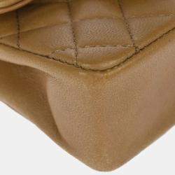 Pre Owned Chanel Brown Lambskin Classic Flap Micro Bum Belt Bag