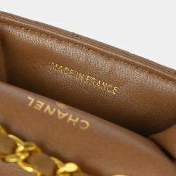 Pre Owned Chanel Brown Lambskin Classic Flap Micro Bum Belt Bag