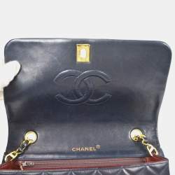 مملوكة مسبقًا Chanel Full Flap Navy Lambskin Leather Shoulder Bag