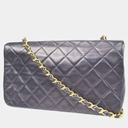 مملوكة مسبقًا Chanel Full Flap Navy Lambskin Leather Shoulder Bag