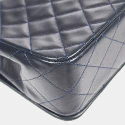 مملوكة مسبقًا Chanel Full Flap Navy Lambskin Leather Shoulder Bag