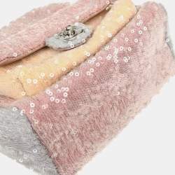 Pre Owned Chanel Pink Calfskin Sequins Backpack