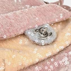 Pre Owned Chanel Pink Calfskin Sequins Backpack